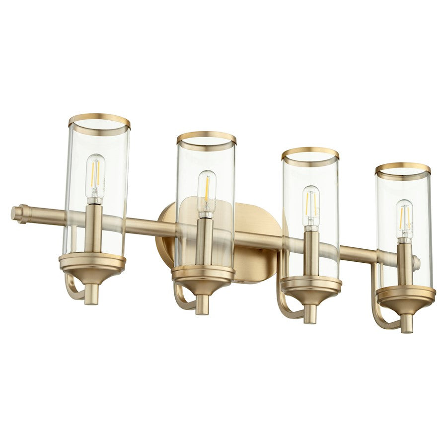 Quorum Collins 4 Light Vanity, Aged Brass