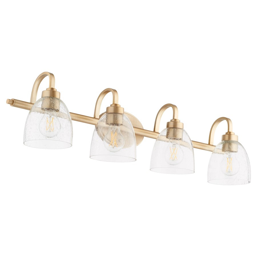4 Light Bathroom Vanity Light, Aged Brass