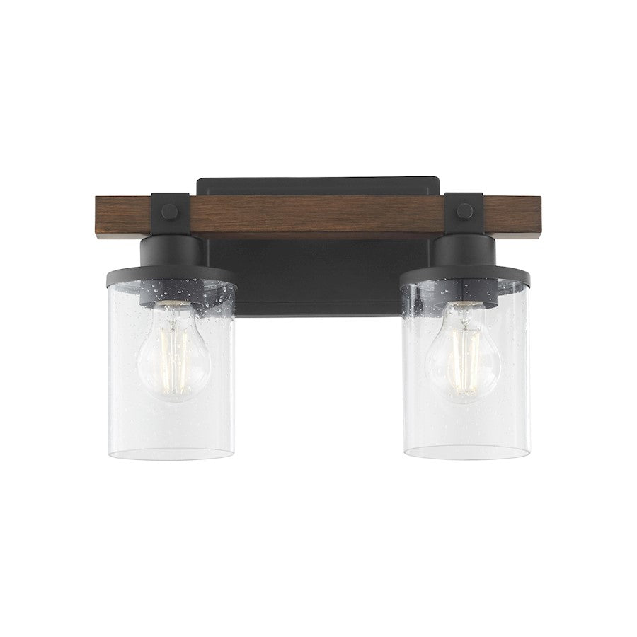 2 Light Bathroom Vanity Light, Textured Black Walnut