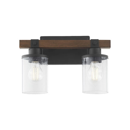 2 Light Bathroom Vanity Light, Textured Black Walnut