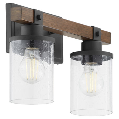 2 Light Bathroom Vanity Light, Textured Black Walnut