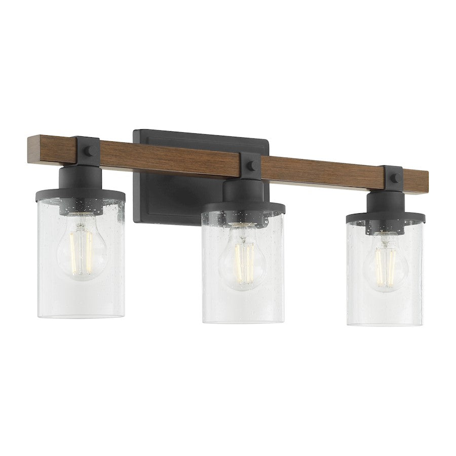 3 Light Bathroom Vanity Light, Black Walnut