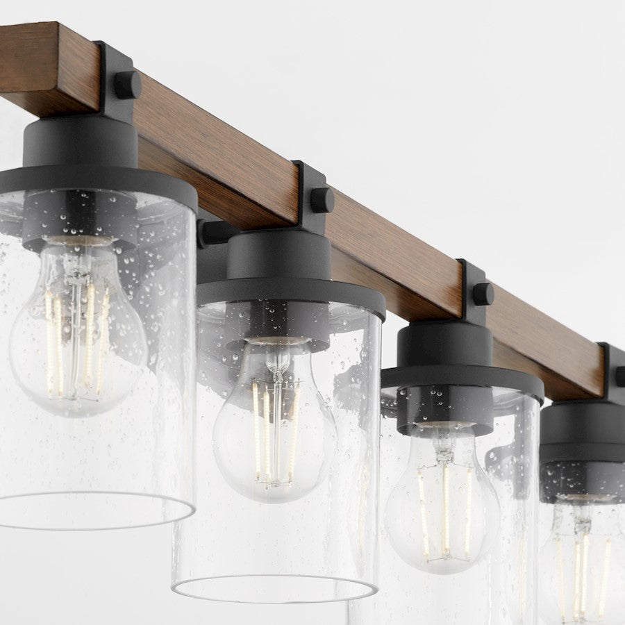 4 Light Bathroom Vanity Light, Textured Black Walnut