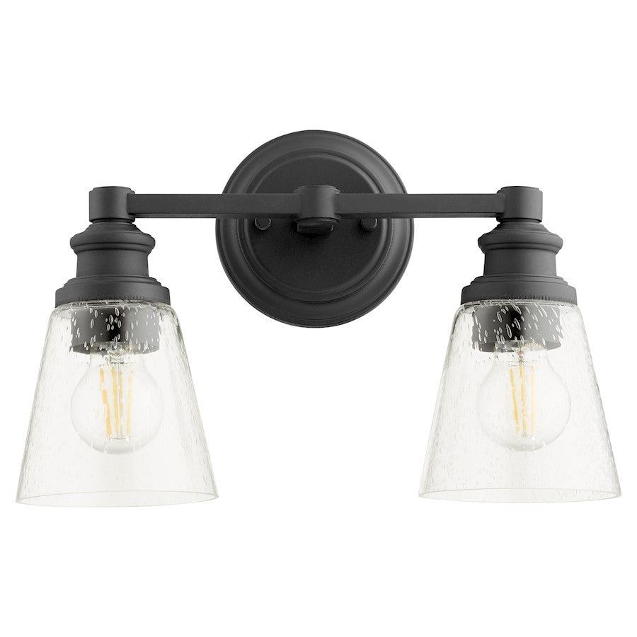 Quorum Dunbar 2 Light Wall Mount, Noir/Clear Seeded