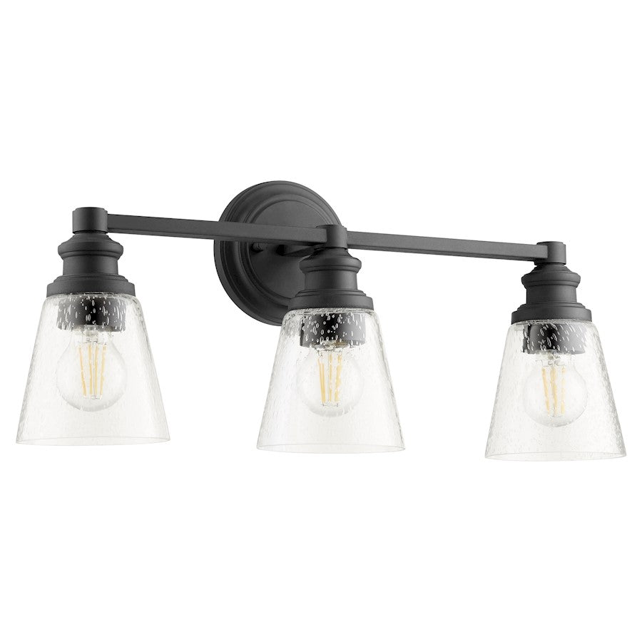 Quorum Dunbar 3 Light Vanity, Noir/Clear Seeded