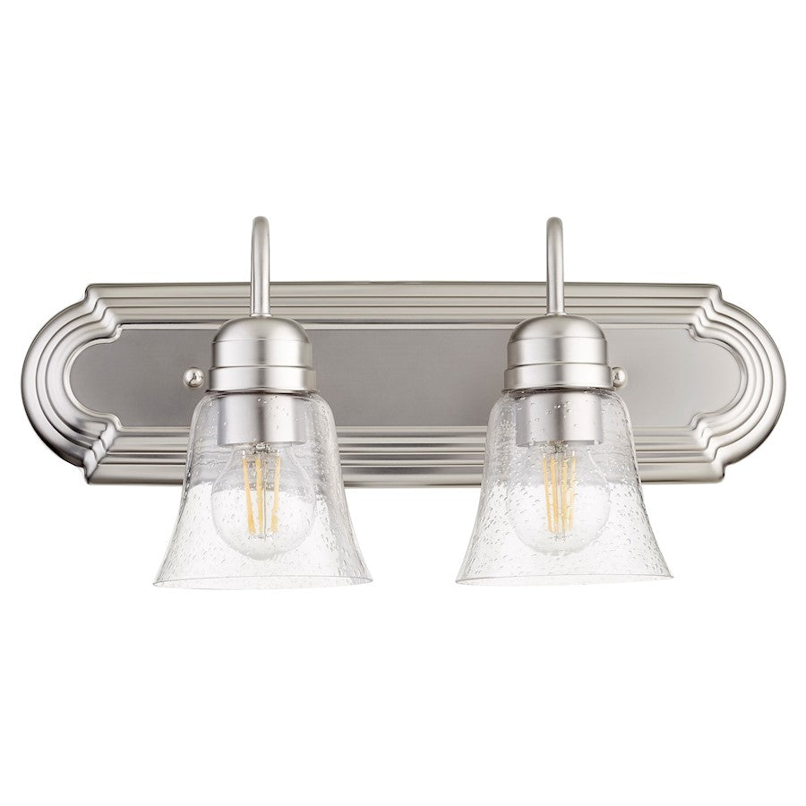 Quorum 2 Light Vanity, Satin Nickel/Clear Seeded