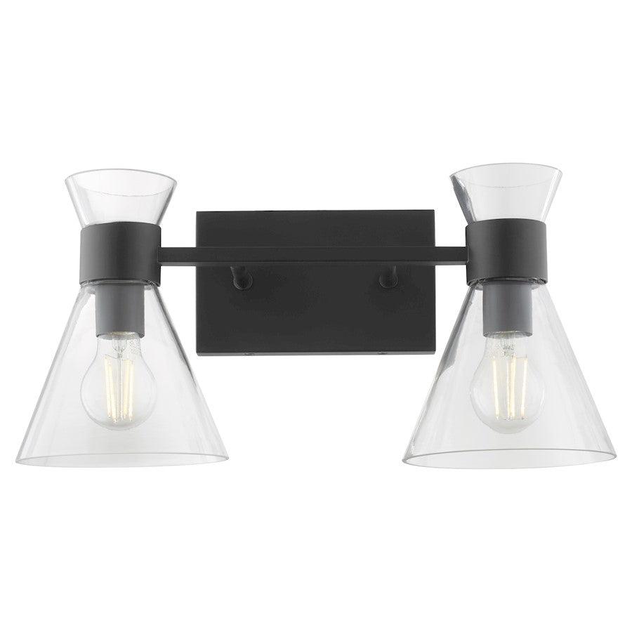 2 Light Bathroom Vanity Light, Matte Black