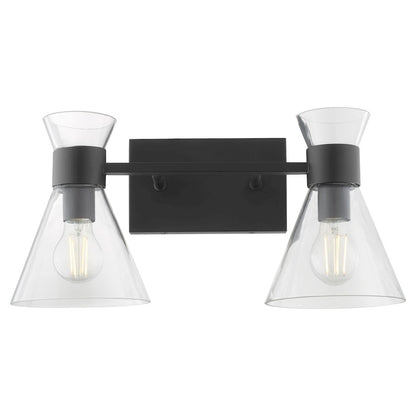 2 Light Bathroom Vanity Light, Matte Black