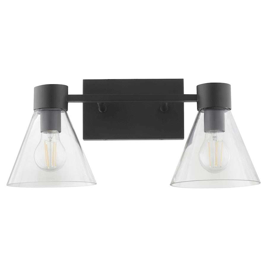 2 Light Bathroom Vanity Light, Matte Black