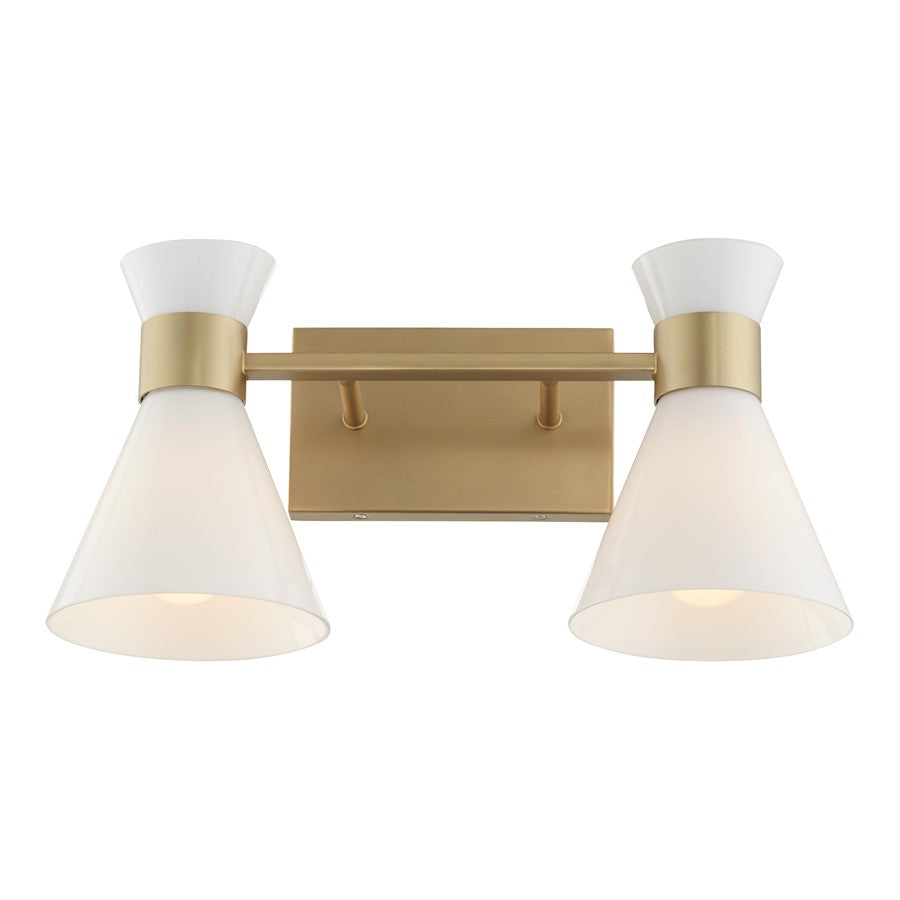 2 Light Bathroom Vanity Light, Aged Brass