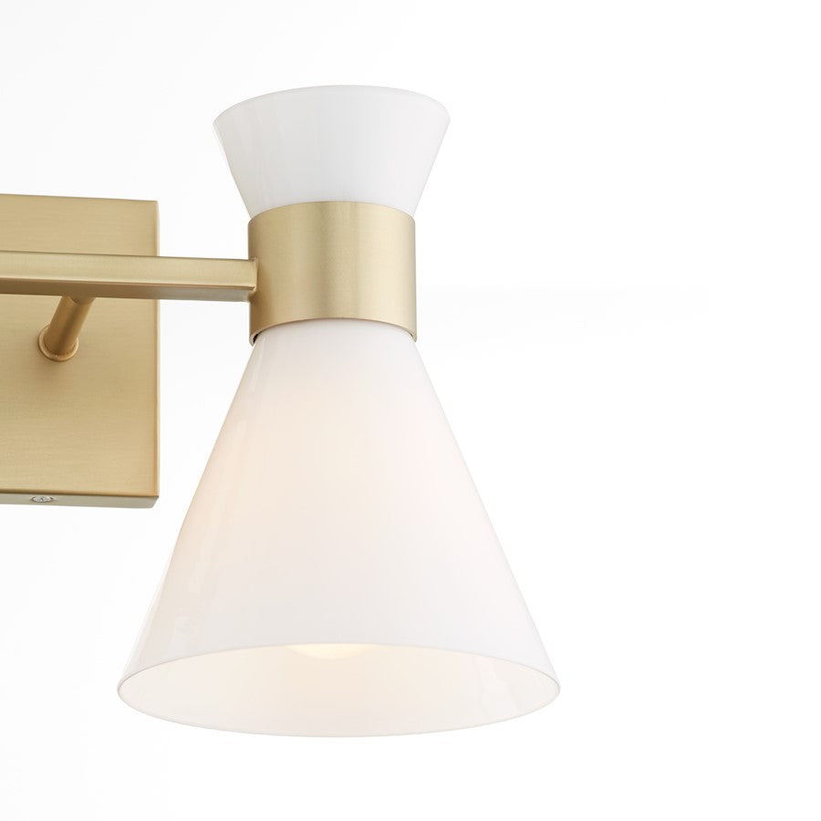 2 Light Bathroom Vanity Light, Aged Brass