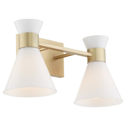 2 Light Bathroom Vanity Light, Aged Brass