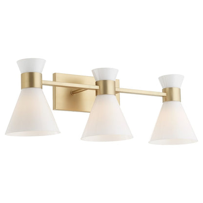 3 Light Bathroom Vanity Light, Aged Brass