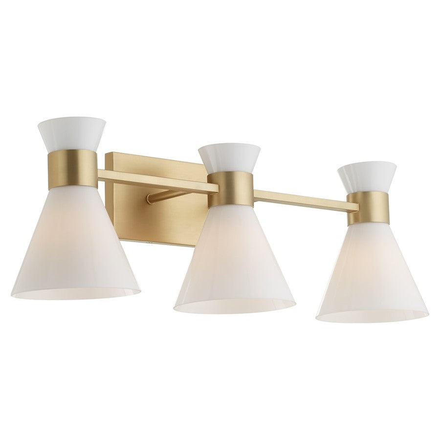 3 Light Bathroom Vanity Light, Aged Brass