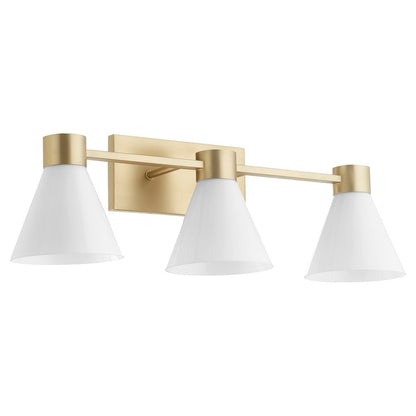3 Light Bathroom Vanity Light, Aged Brass