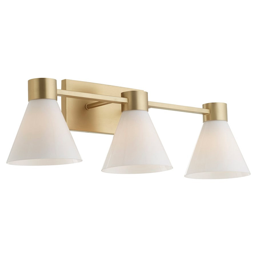 3 Light Bathroom Vanity Light, Aged Brass