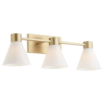 3 Light Bathroom Vanity Light, Aged Brass