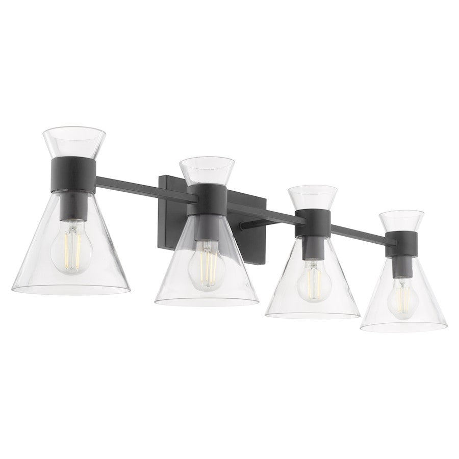4 Light Bathroom Vanity Light, Matte Black
