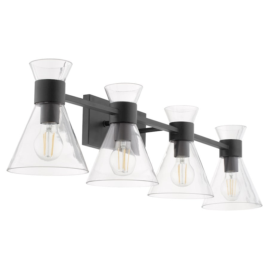 4 Light Bathroom Vanity Light, Matte Black