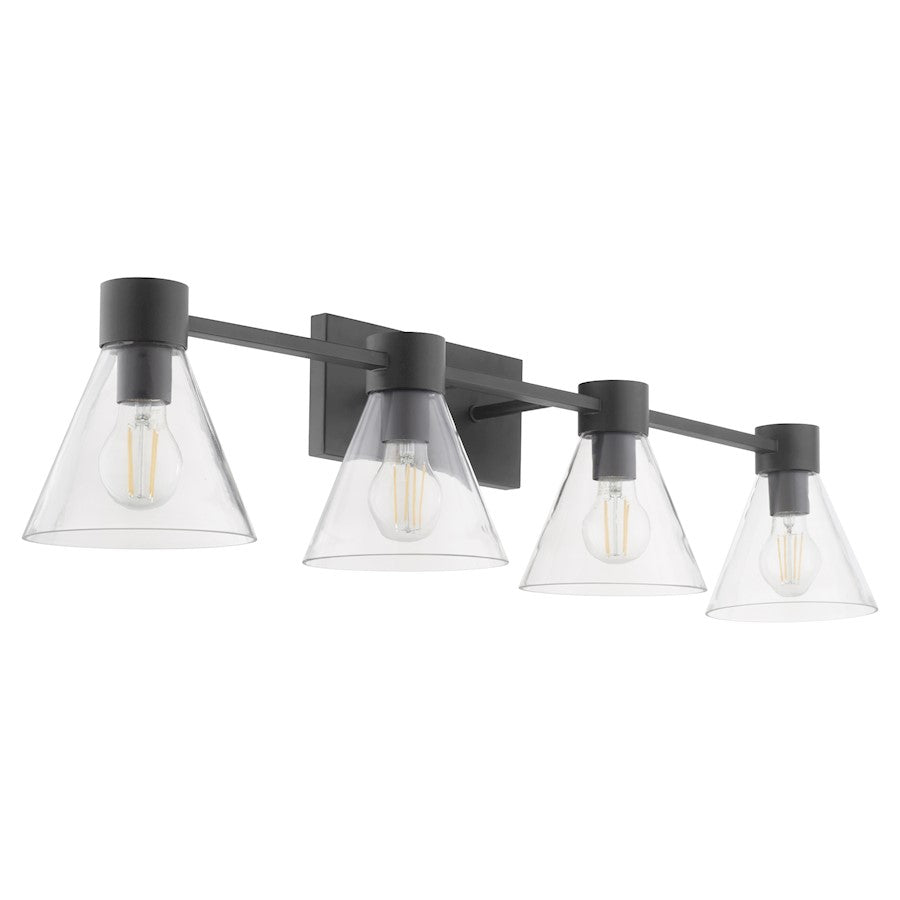 4 Light Bathroom Vanity Light, Matte Black
