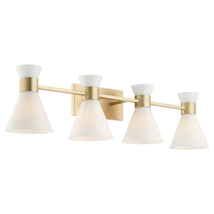 4 Light Bathroom Vanity Light, Aged Brass