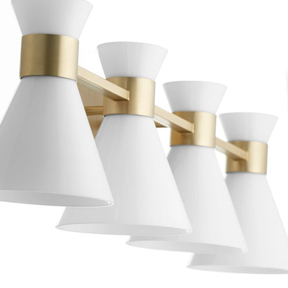 4 Light Bathroom Vanity Light, Aged Brass