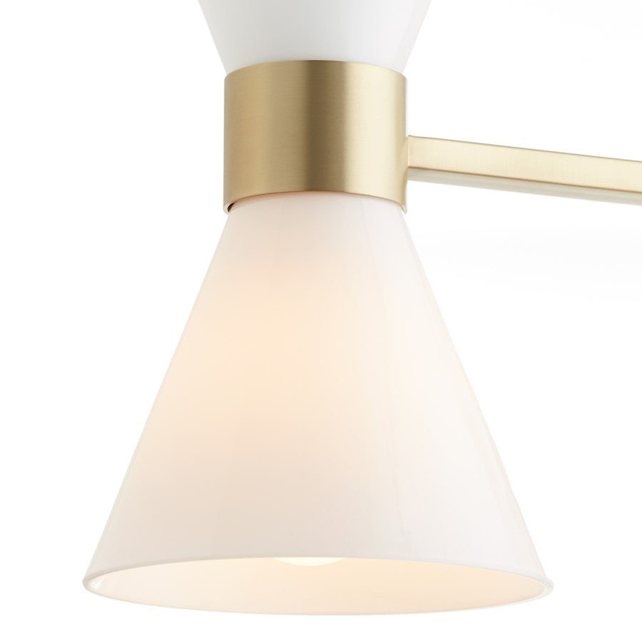 4 Light Bathroom Vanity Light, Aged Brass