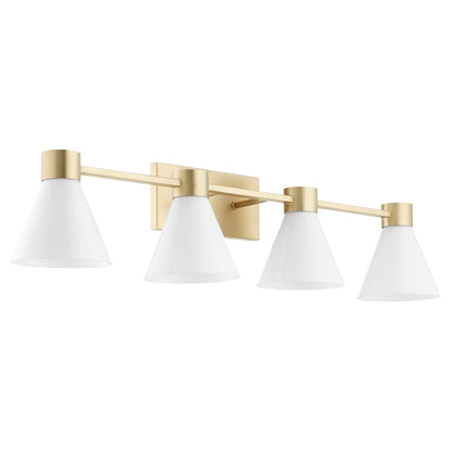 4 Light Bathroom Vanity Light, Aged Brass