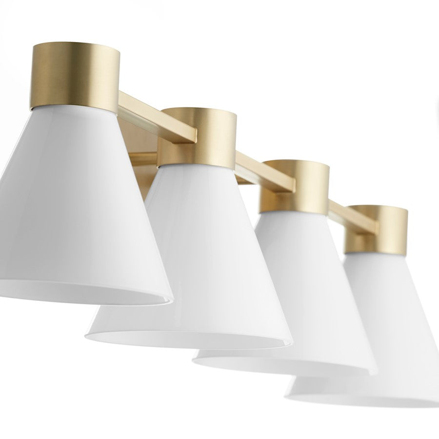 4 Light Bathroom Vanity Light, Aged Brass