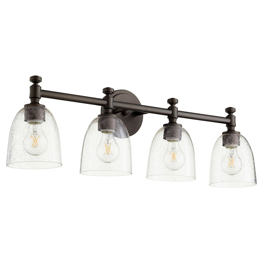 Quorum Rossington 4 Light Vanity, Oiled Bronze/Clear Seeded