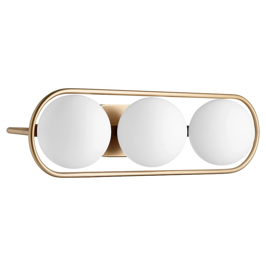 3 Light Bathroom Vanity Light, Aged Brass