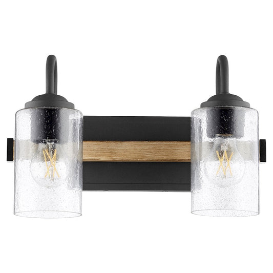2 Light Pepper Glass Bathroom Vanity Light, Noir