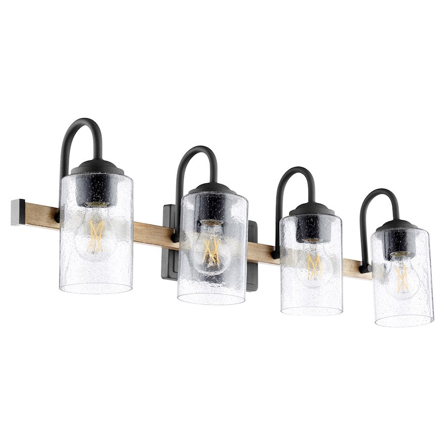 4 Light Pepper Glass Bathroom Vanity Light, Noir