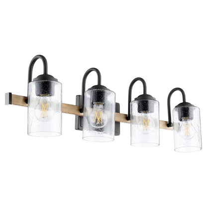 4 Light Pepper Glass Bathroom Vanity Light, Noir
