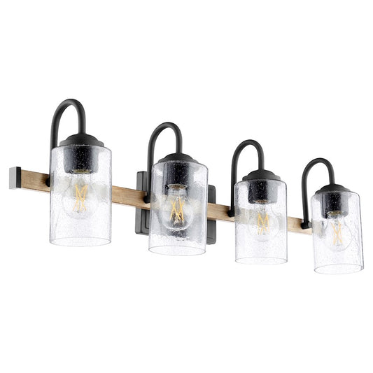4 Light Pepper Glass Bathroom Vanity Light, Noir