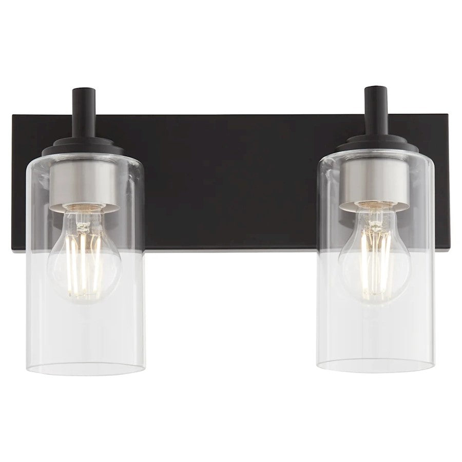 2 Light Bathroom Vanity Light, Matte Black
