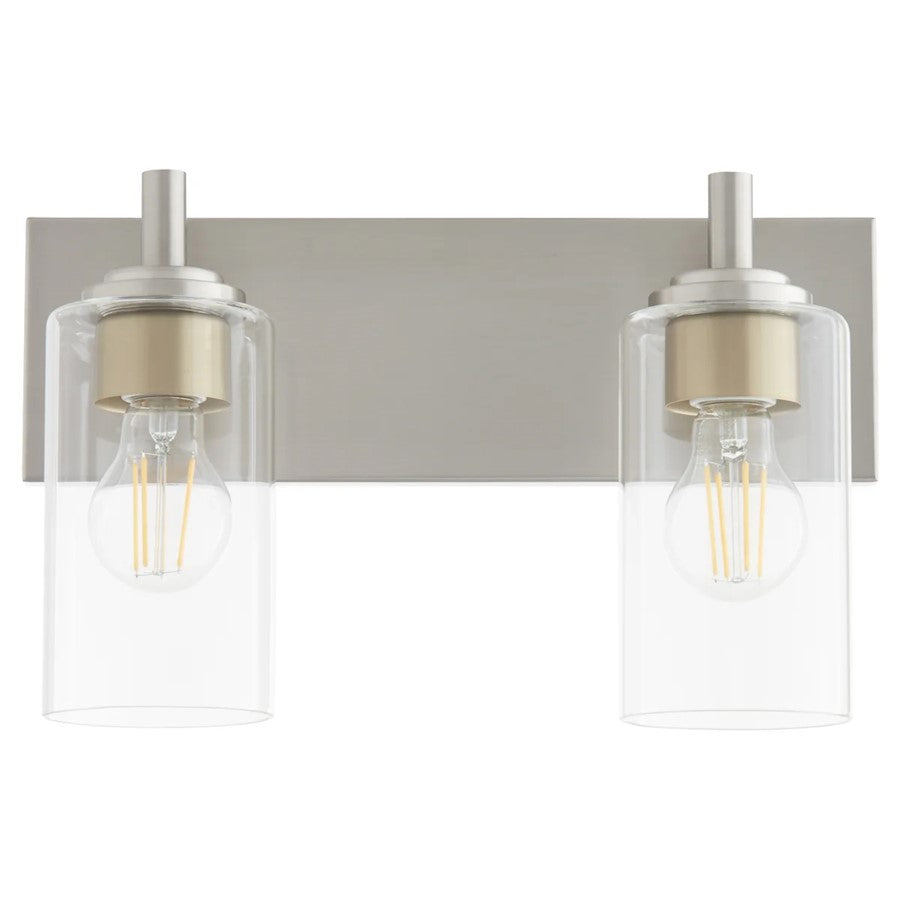 2 Light Bathroom Vanity Light, Satin Nickel