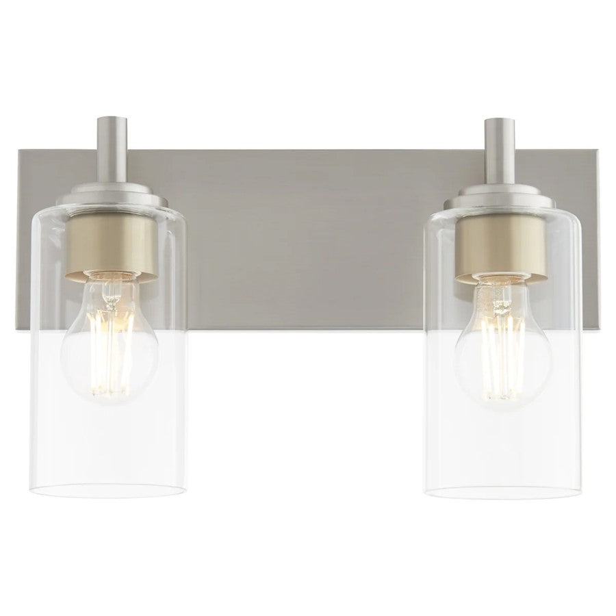 2 Light Bathroom Vanity Light, Satin Nickel