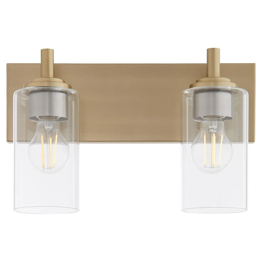 2 Light Bathroom Vanity Light, Aged Brass