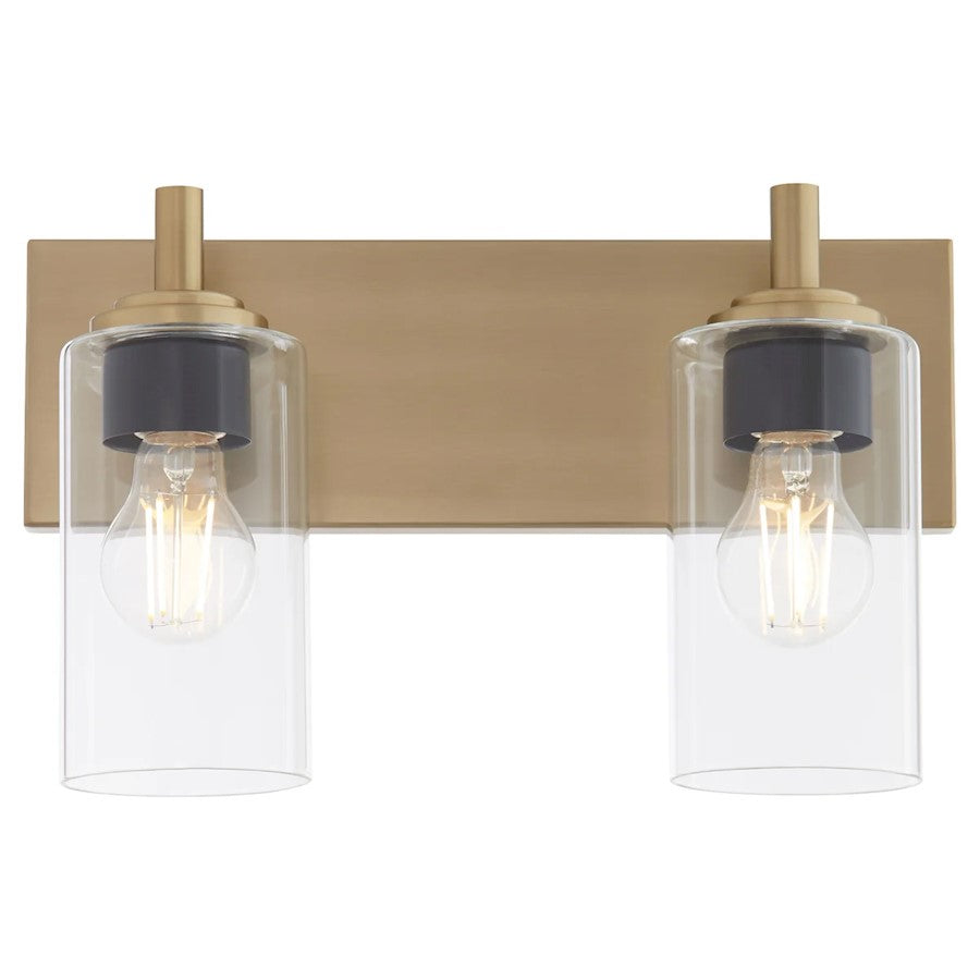 2 Light Bathroom Vanity Light, Aged Brass
