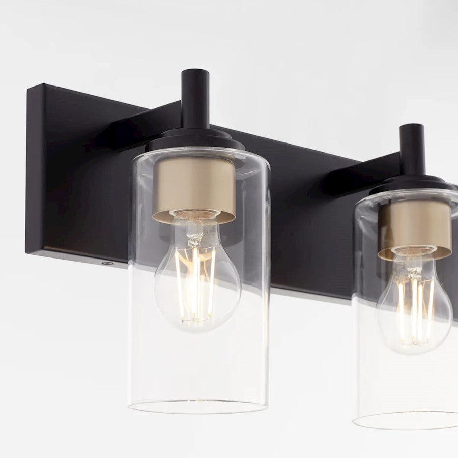 3 Light Bathroom Vanity Light, Matte Black