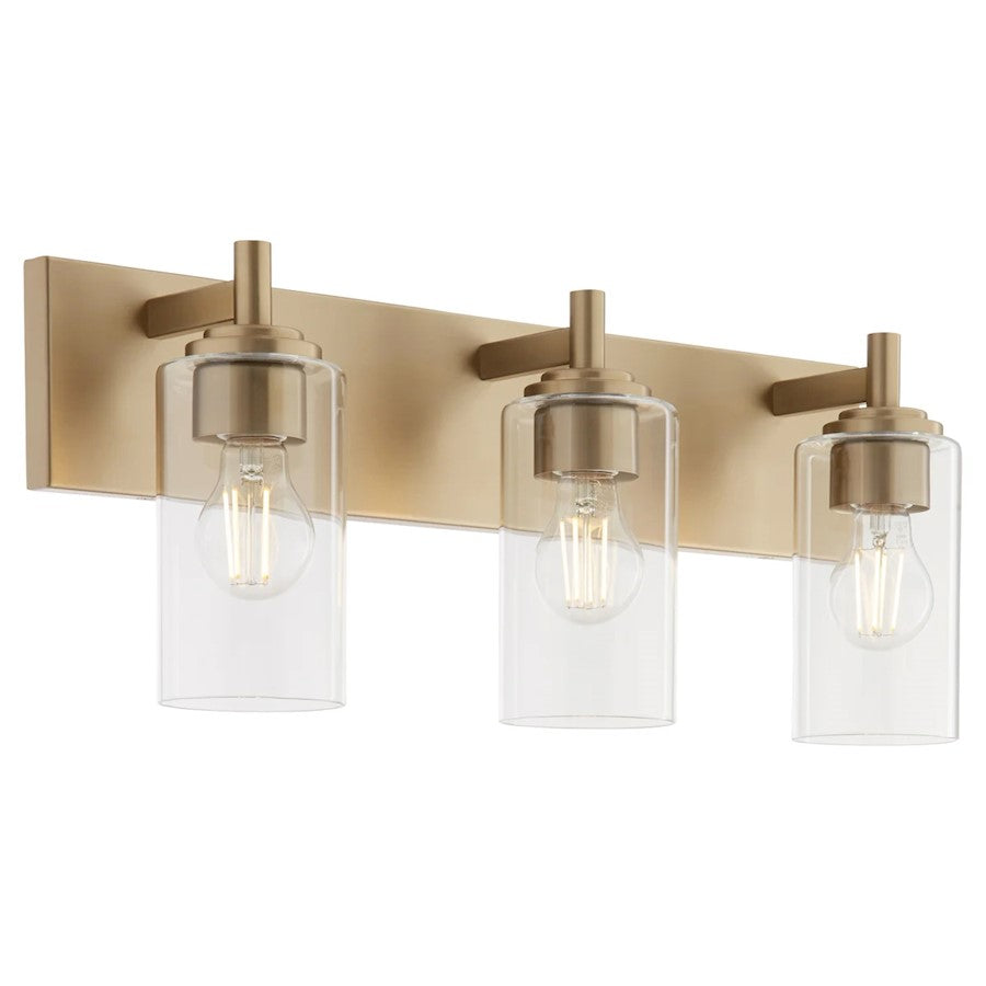 3 Light Bathroom Vanity Light, Aged Brass