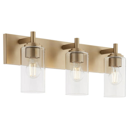 3 Light Bathroom Vanity Light, Aged Brass