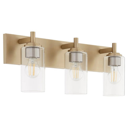 3 Light Bathroom Vanity Light, Aged Brass