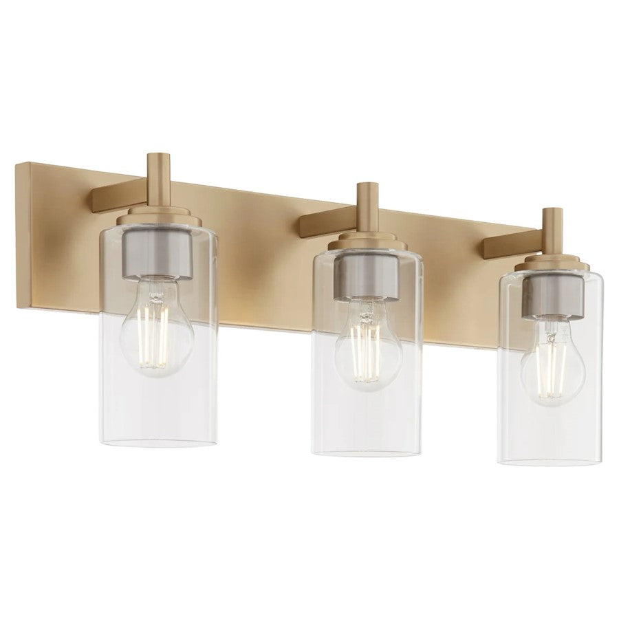 3 Light Bathroom Vanity Light, Aged Brass