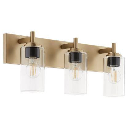 3 Light Bathroom Vanity Light, Aged Brass