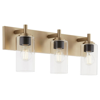 3 Light Bathroom Vanity Light, Aged Brass