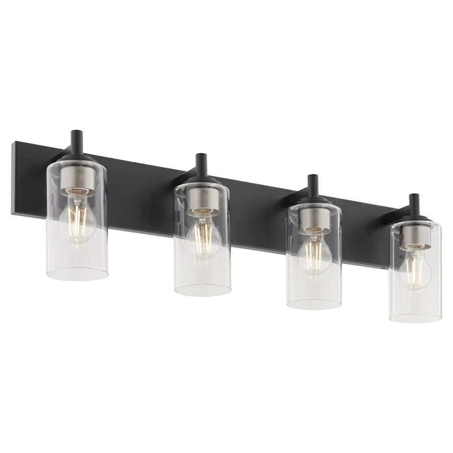 4 Light Bathroom Vanity Light, Matte Black