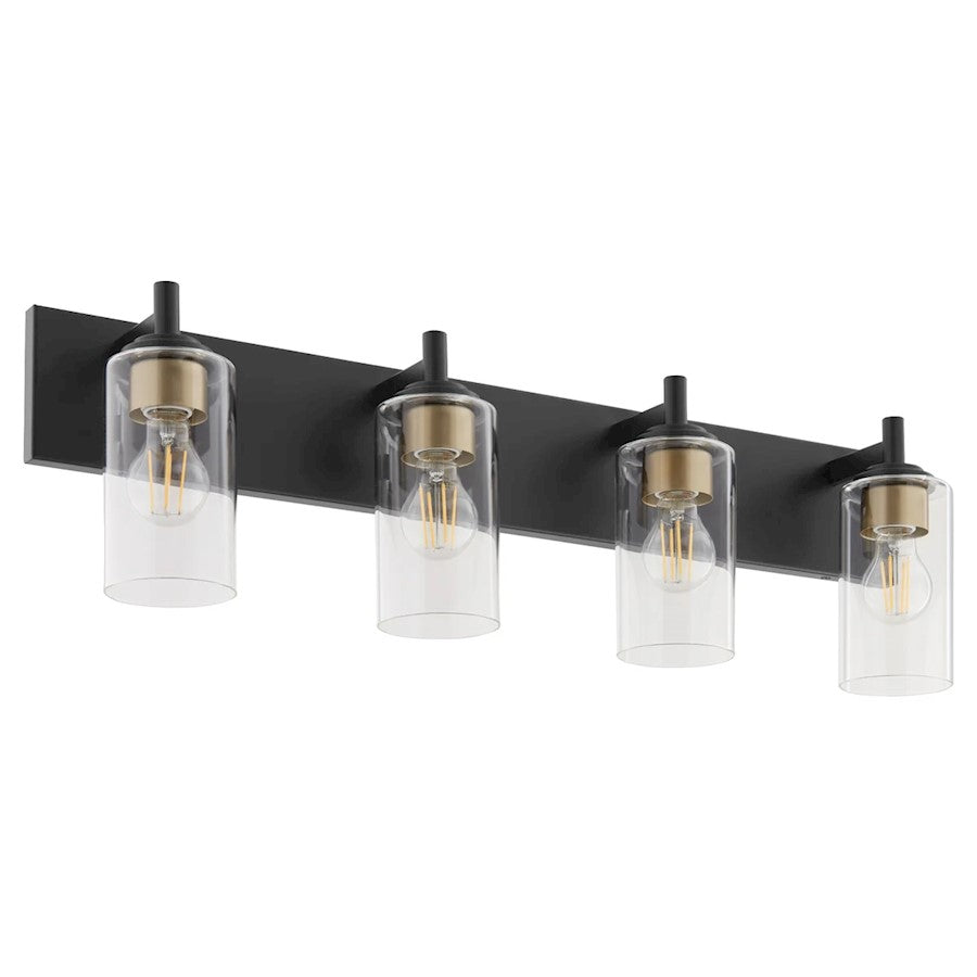 4 Light Bathroom Vanity Light, Matte Black