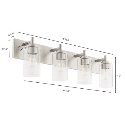 4 Light Bathroom Vanity Light, Satin Nickel